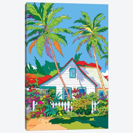 Home With Picket Fence Canvas Print #ARK33} by John Clark Art Print