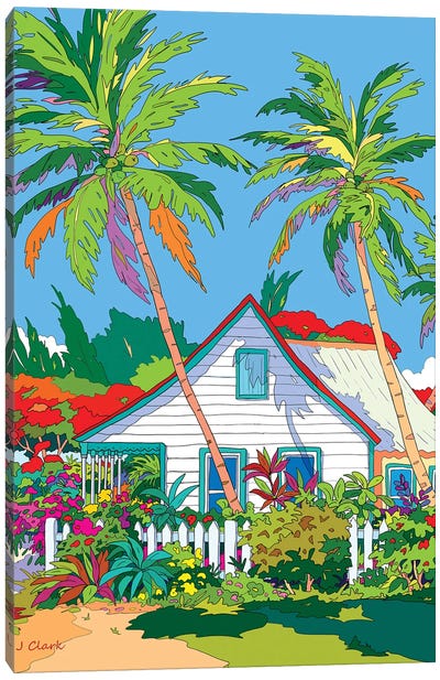 Home With Picket Fence Canvas Art Print - John Clark
