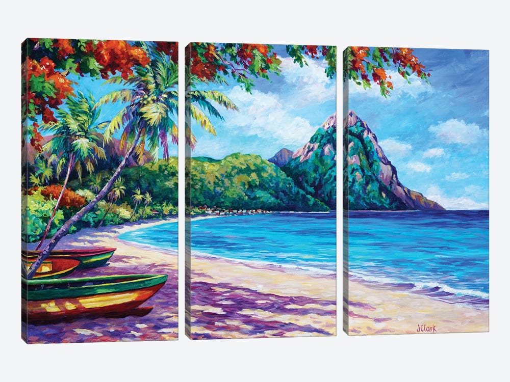 Soufriere Bay - St. Lucia by John Clark 3-piece Canvas Art