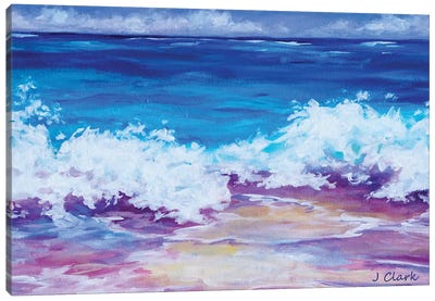 Waves On The Shore Canvas Art Print - John Clark