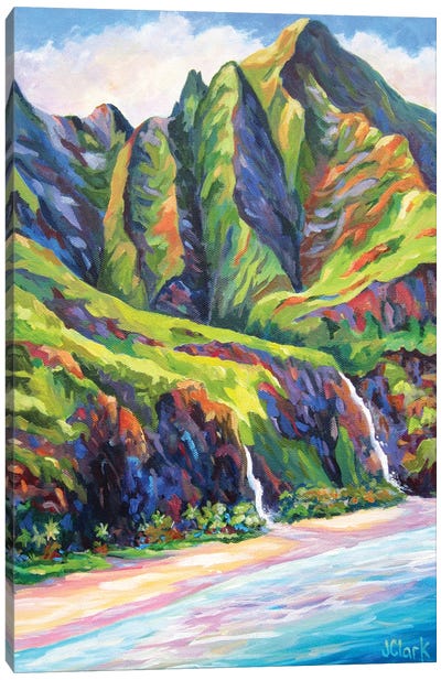 Napali Coast - Evening Colors Canvas Art Print - Waterfall Art