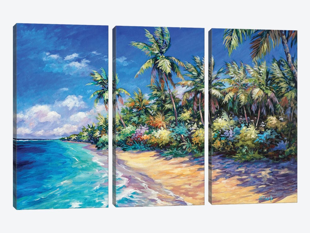 Beach And Palms by John Clark 3-piece Canvas Art Print
