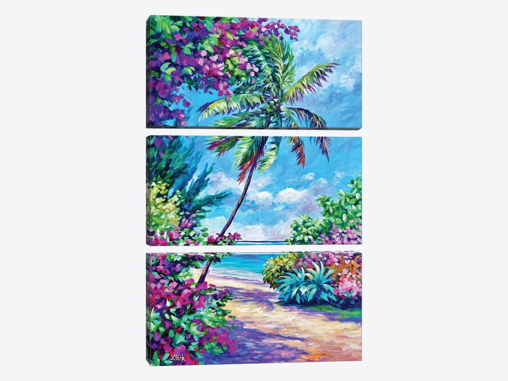 Palm And Bougainvillea by John Clark 3-piece Canvas Art