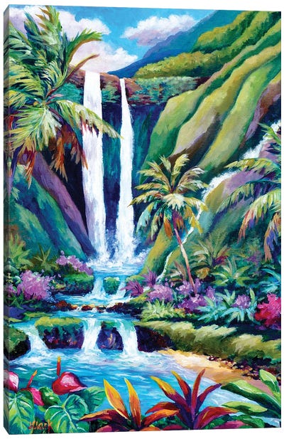 Paradise Falls Canvas Art Print - Palm Tree Art