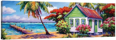 North Side Home And Dock Canvas Art Print - Tropical Beach Art