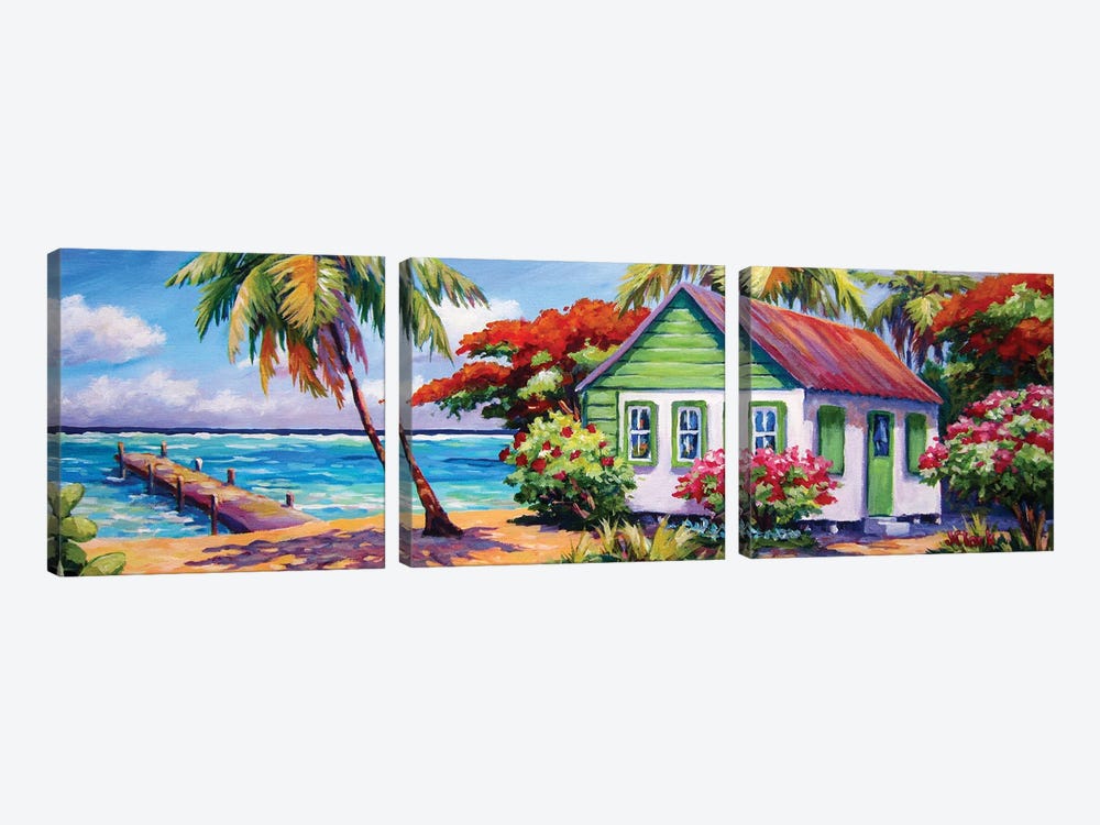 North Side Home And Dock by John Clark 3-piece Art Print