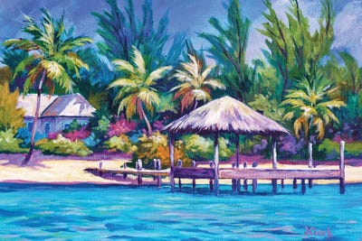 Dock And Thatched Cabana by John Clark canvas print