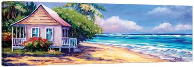 Cottage On The Beach Canvas Art Print - Tropical Beach Art