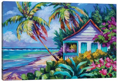 Tropical Garden Cottage Canvas Art Print - Palm Tree Art