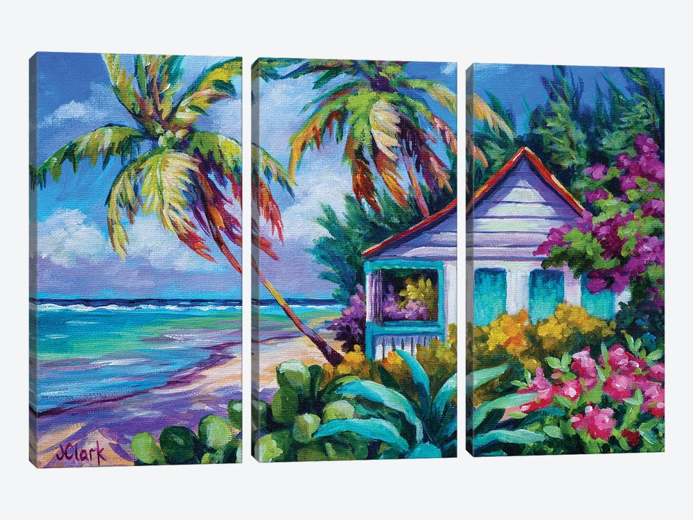 Tropical Garden Cottage by John Clark 3-piece Canvas Wall Art