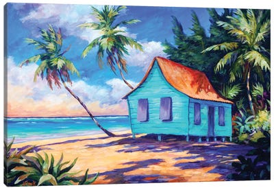 Cayman Cottage In The Evening Light Canvas Art Print - John Clark