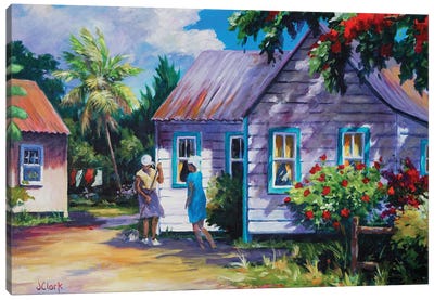 Tidying The Yard Canvas Art Print - On Island Time