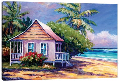 Caribbean Cottage Canvas Art Print - Tropical Beach Art