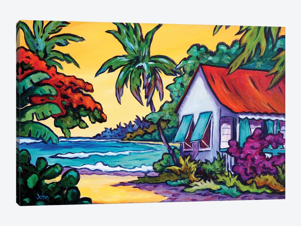 Cottage With Red Roof by John Clark 1-piece Canvas Print