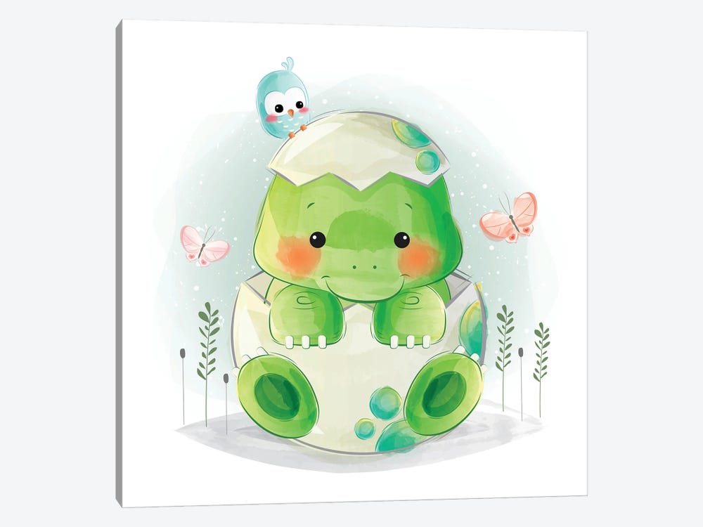 Baby Dino In A Hatched by Art Mirano 1-piece Art Print