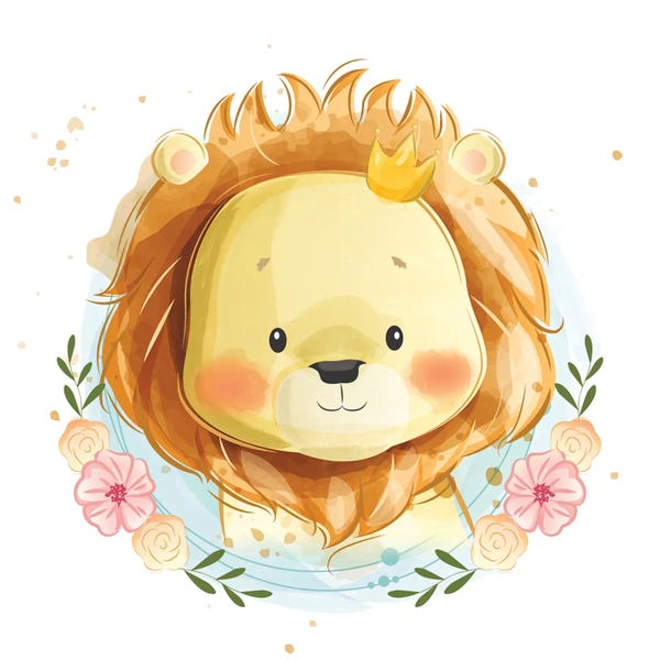 Art Mirano: Cute Lion Portrait by Art Mirano