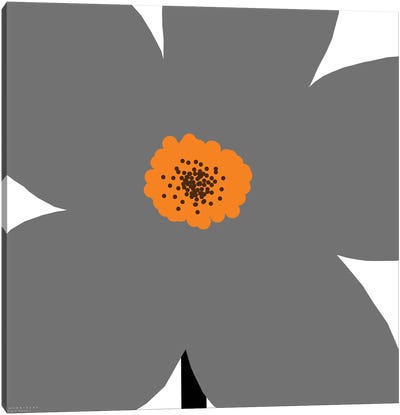 Gray Flower Canvas Art Print - Art Mirano