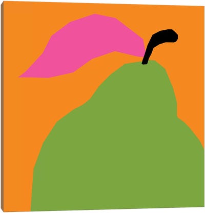 Green Pear Canvas Art Print - Dopamine Decor