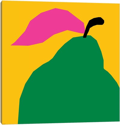 Green Pear With Pink Petal Canvas Art Print - Pear Art