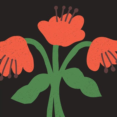 Minimalist Red Flowers VI by Art Mirano multi panel art