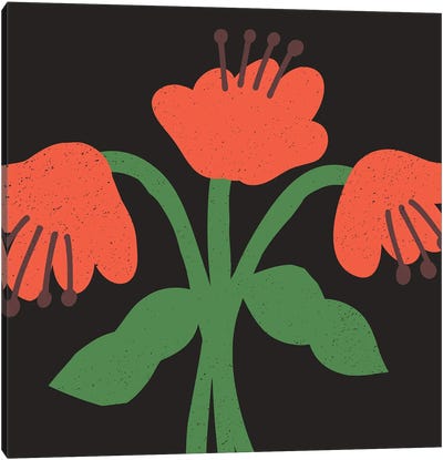 Minimalist Red Flowers VI Canvas Art Print - Minimalist Nursery