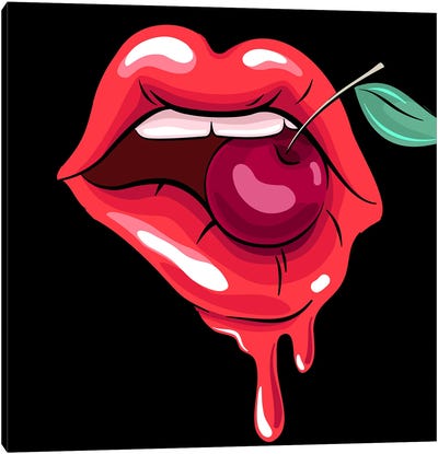 Cherry And Lips Canvas Art Print - Cherry Art