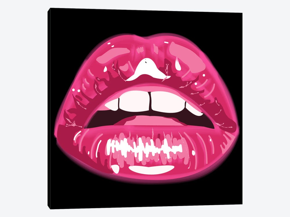 Pink Glitter Lipstick by Art Mirano 1-piece Canvas Artwork