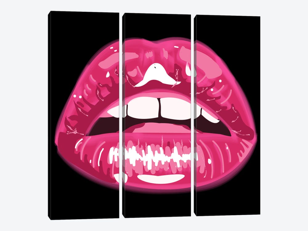 Pink Glitter Lipstick by Art Mirano 3-piece Canvas Art