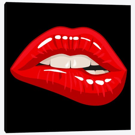 Red Lips Flirting Canvas Print #ARM1104} by Art Mirano Art Print