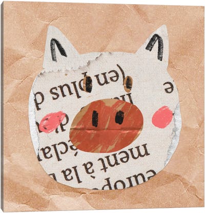 For Kids Room VII Canvas Art Print - Pig Art
