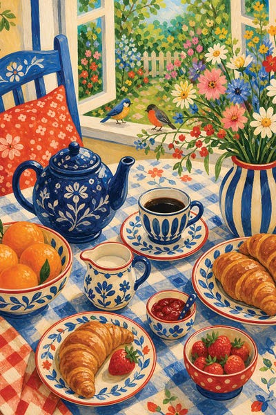 Art Mirano - Canvas Prints: Sunday Breakfast Table by Art Mirano