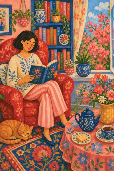 Art Mirano - Canvas Prints: Pink Reading Nook by Art Mirano