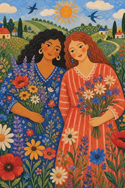 Art Mirano - Canvas Prints: Wildflower Sisters by Art Mirano
