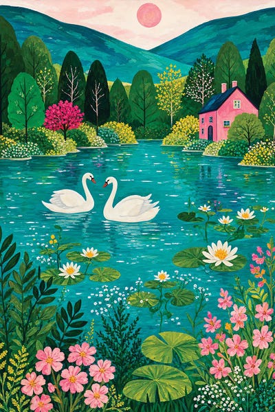 Art Mirano - Canvas Prints: Swan Lake by Art Mirano
