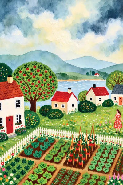 Art Mirano - Canvas Prints: Apple Village Garden by Art Mirano