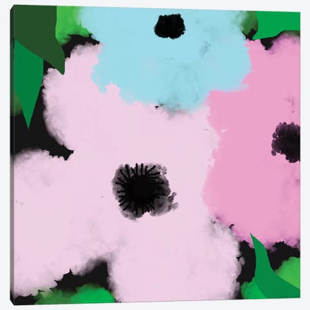 Pink & Blue Flowers Canvas Print #ARM166} by Art Mirano Canvas Art Print