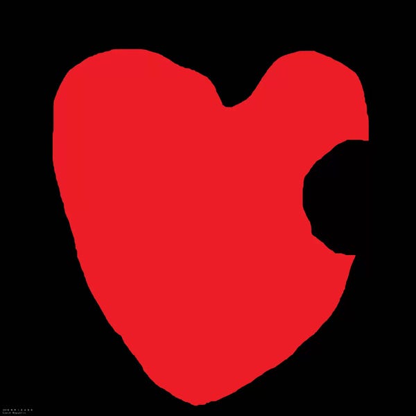 Art Mirano: Red Heart On Black by Art Mirano