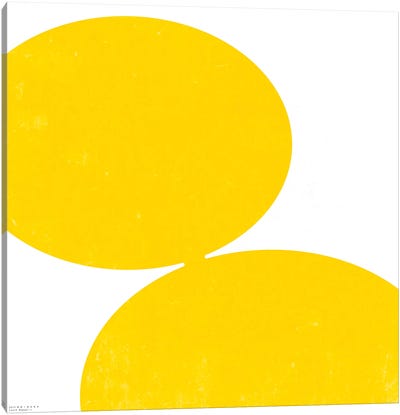 Two Yellow Circles Canvas Art Print - White Art