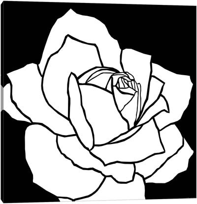 White Rose Canvas Art Print - Line Art