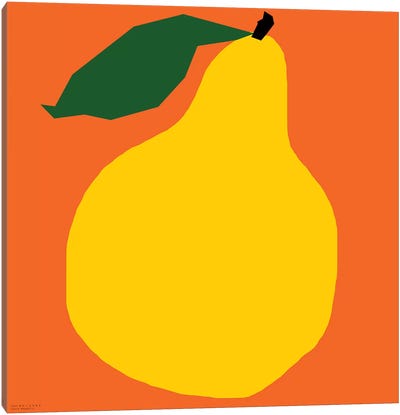 Yellow Pear Canvas Art Print - Pop Art for Kitchen