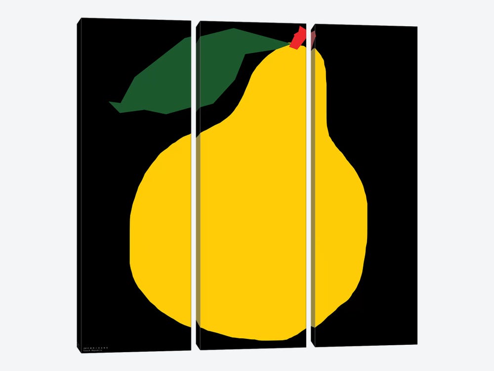 Yellow Pear On Black by Art Mirano 3-piece Canvas Artwork