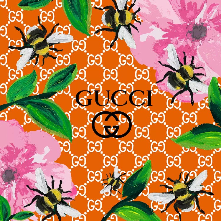 Butterfly Flower Wallpaper in Beige - Gucci
