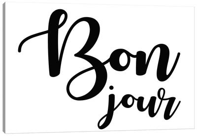 Bon Jour Canvas Art Print - Paris Typography