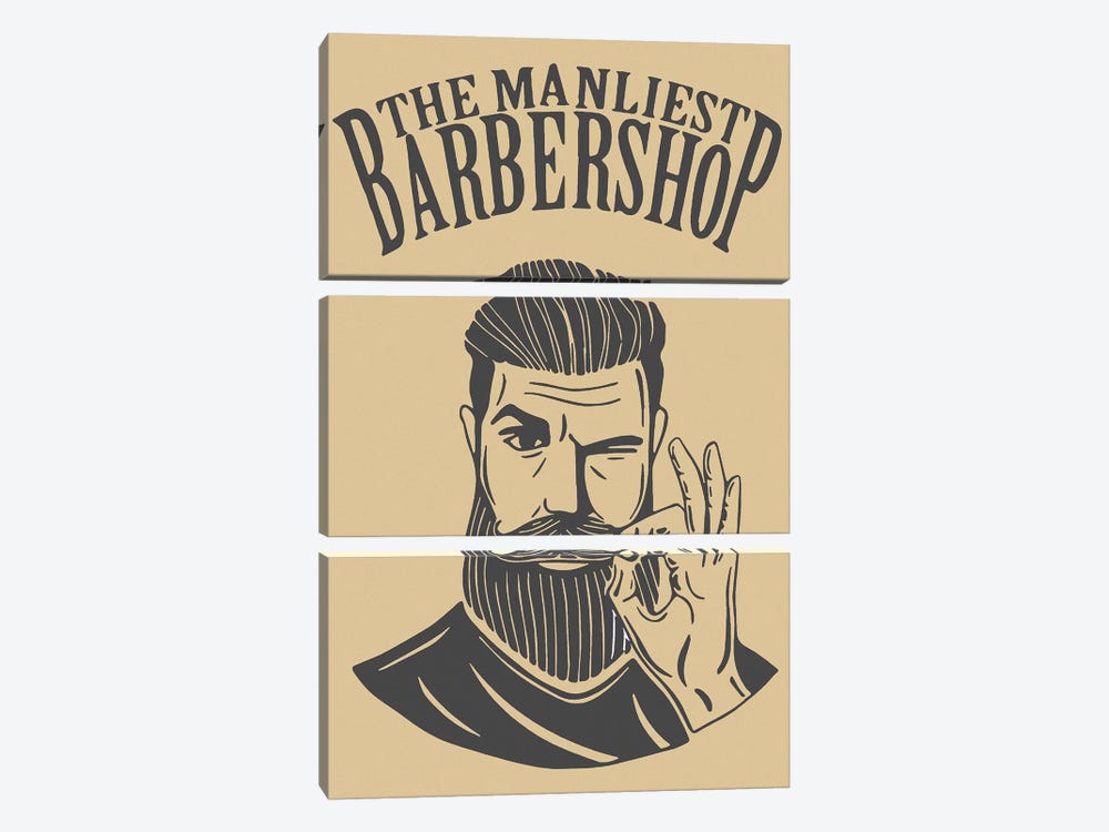 The Manliest Barbershop by Art Mirano 3-piece Canvas Wall Art