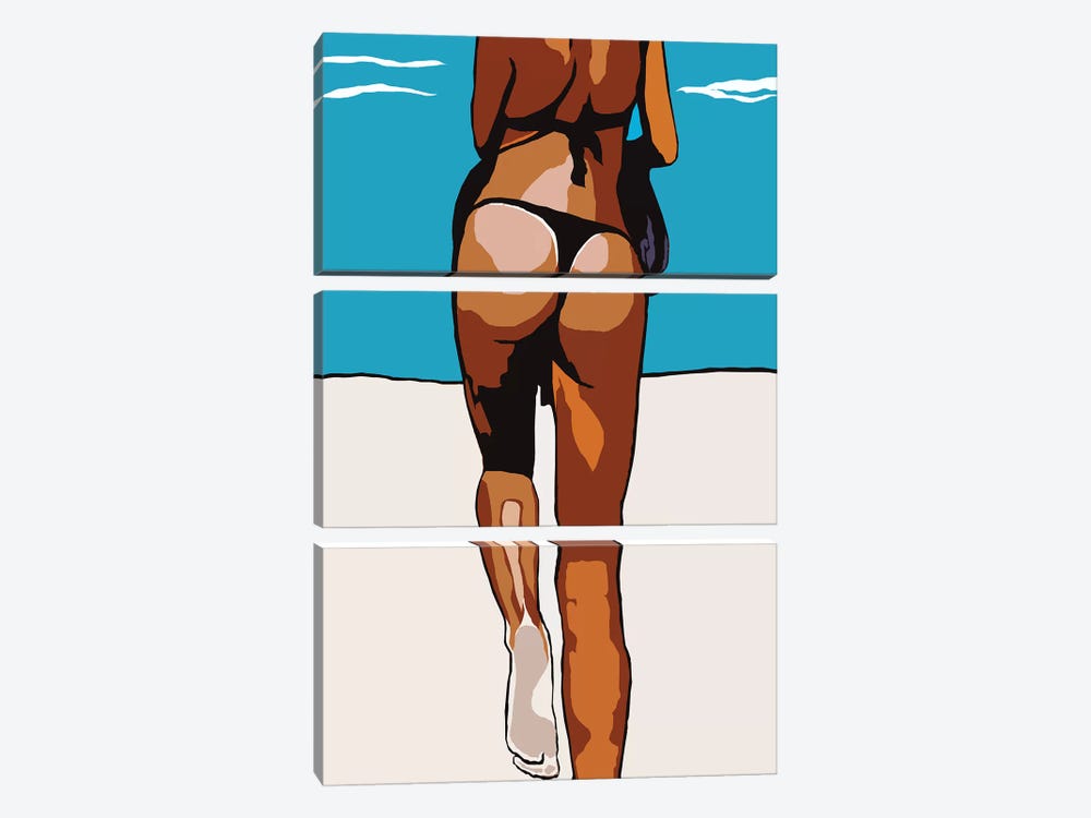 Woman On The Beach by Art Mirano 3-piece Canvas Print
