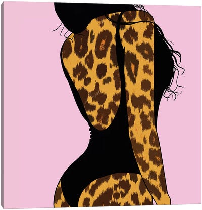Leopard Woman Canvas Art Print - Women's Swimsuit & Bikini Art