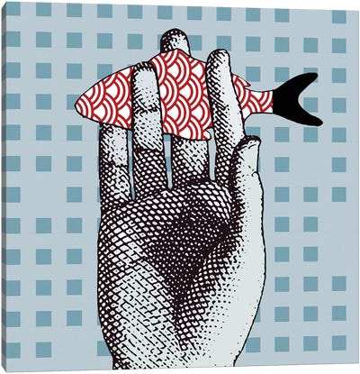 Fish On Hand Canvas Art Print - Hands