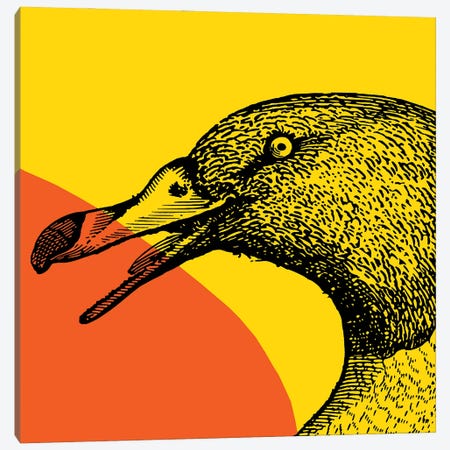 Bird On Yellow Big Canvas Print #ARM388} by Art Mirano Canvas Artwork