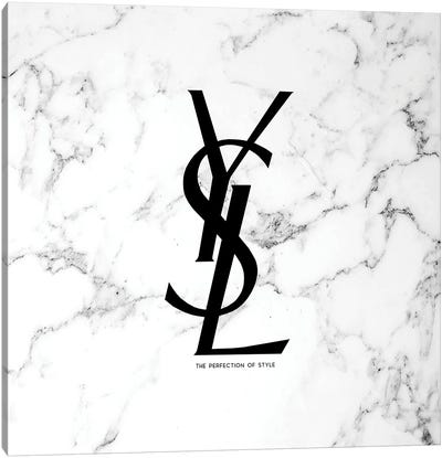 YSL White Marble Canvas Art Print - Yves Saint Laurent