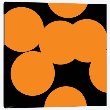 97 Orange Circles On Black Canvas Print #ARM3} by Art Mirano Canvas Art Print